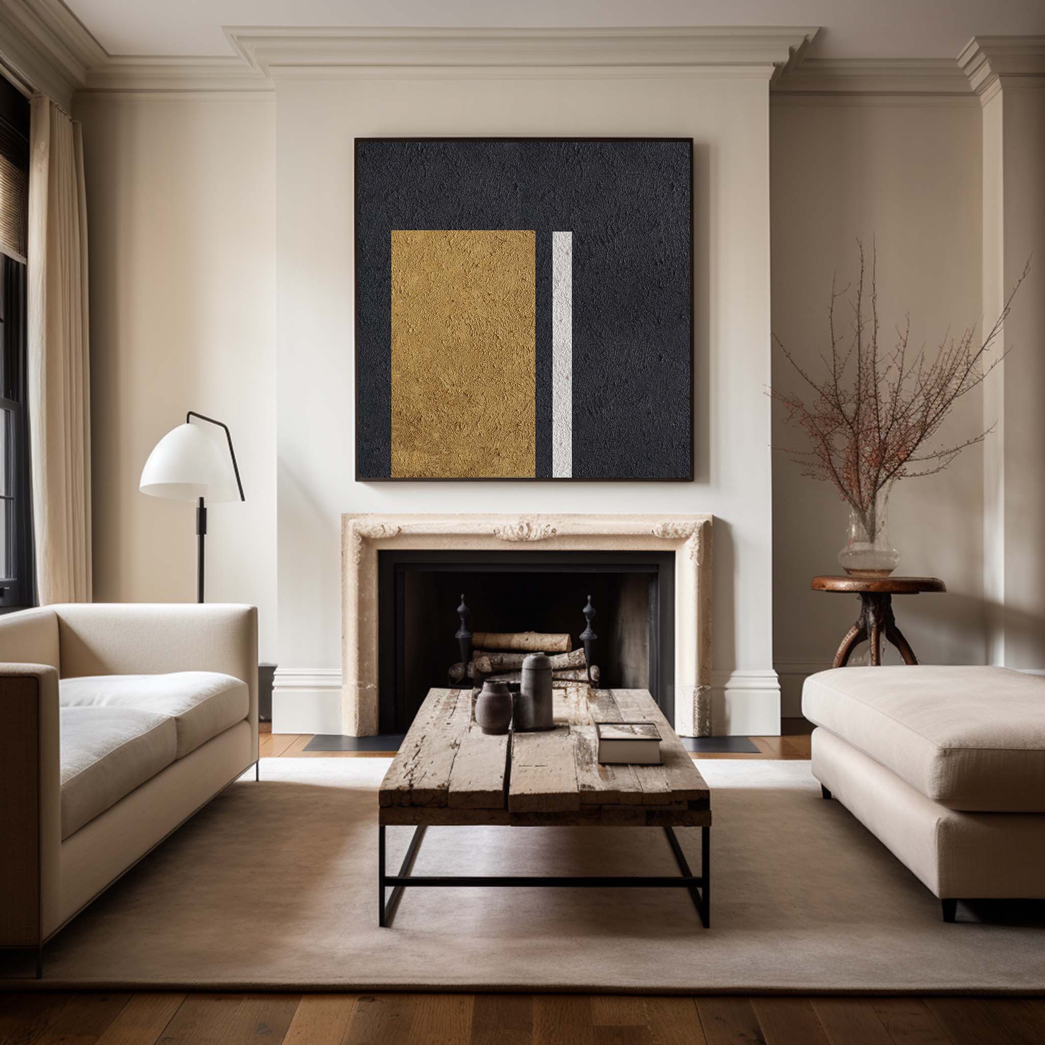 Black White Gold Minimalist Painting #ABAS38