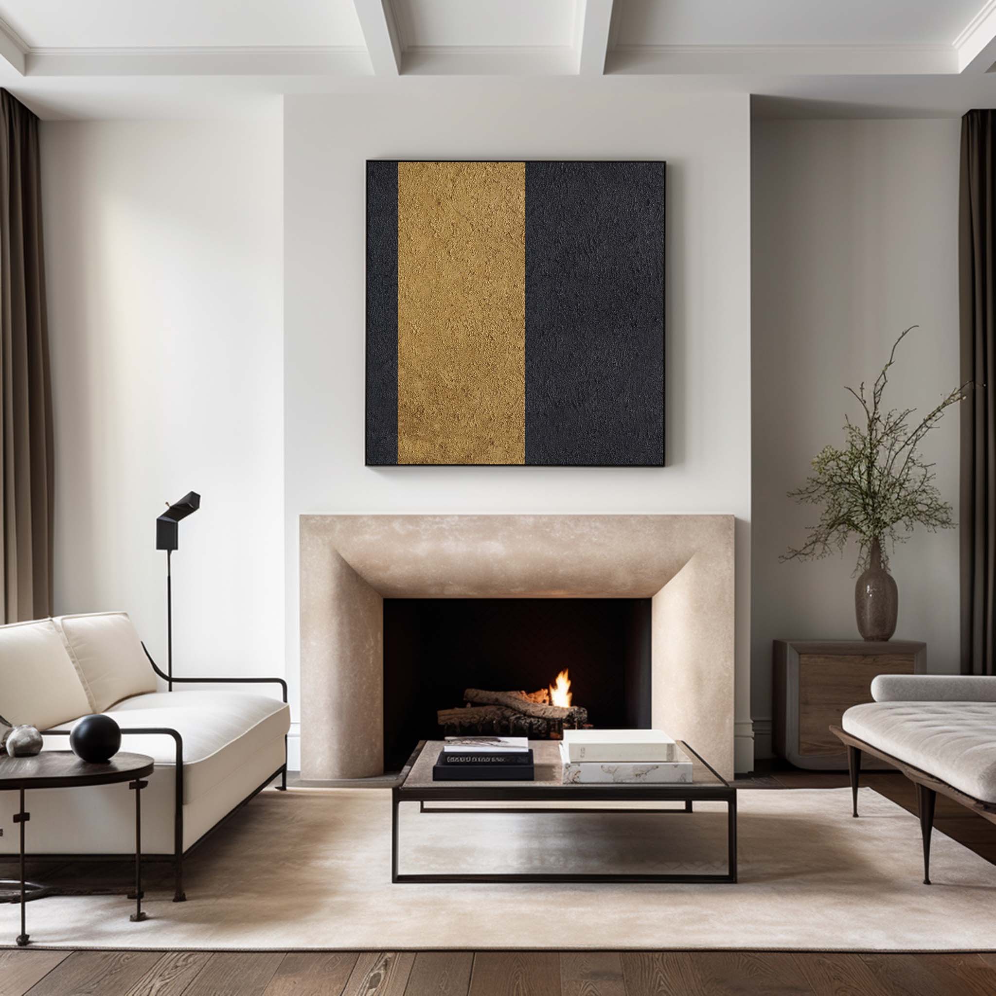 Black Gold Abstract Minimalist Painting #ABAS36