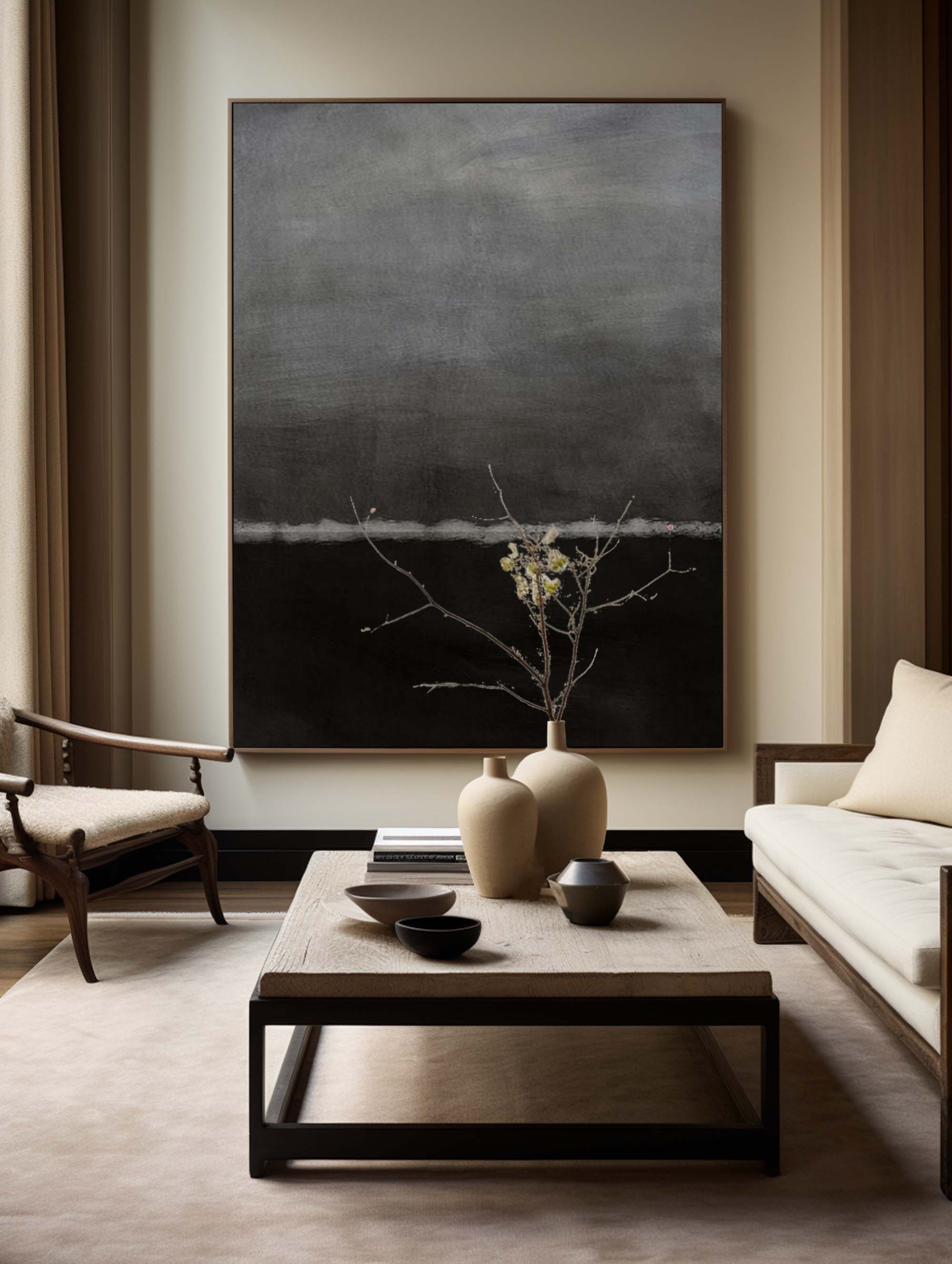 Abstract Dark Grey Painting #ABAV154