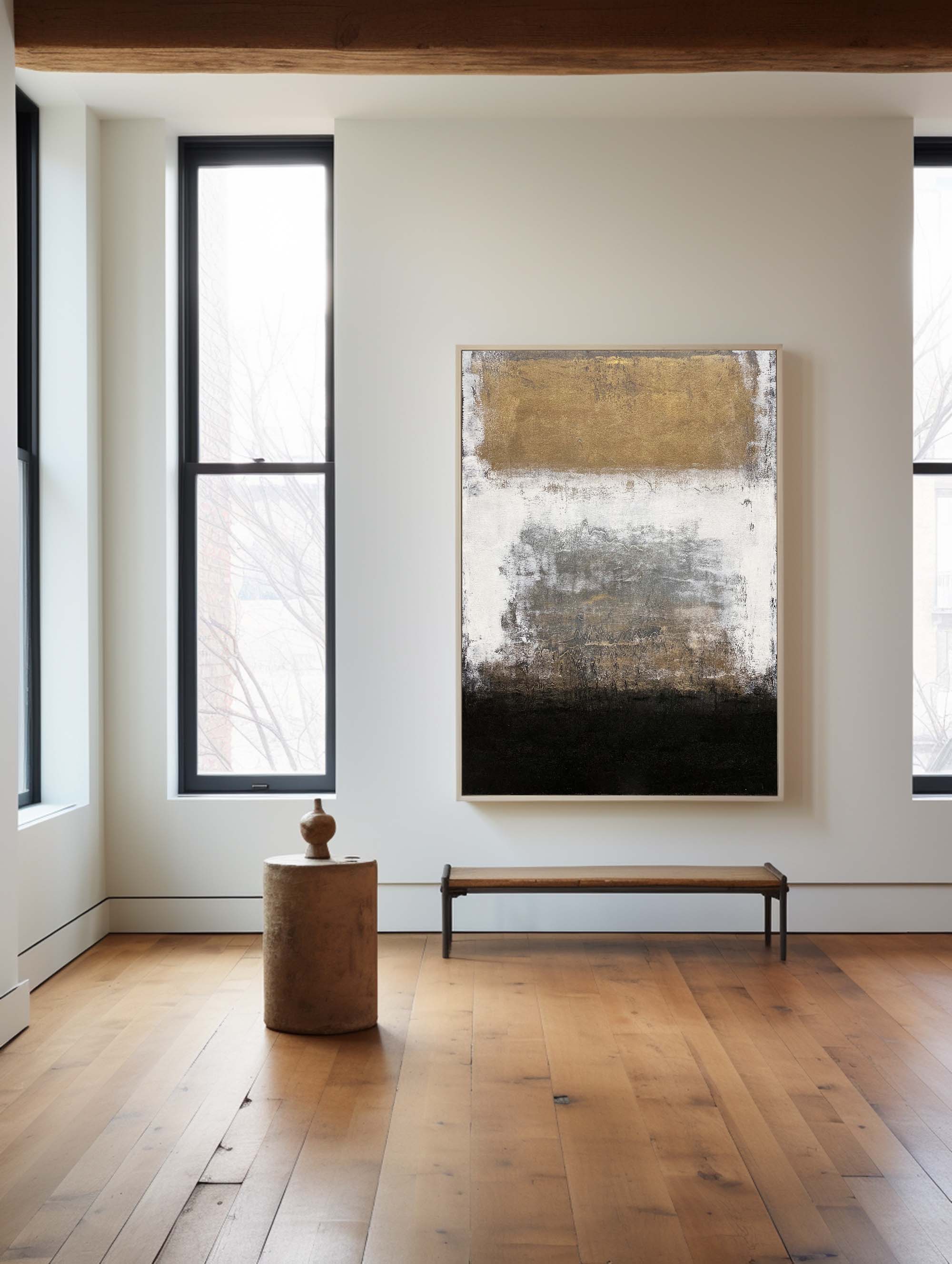 Black And Gold Abstract Painting #ABAV104