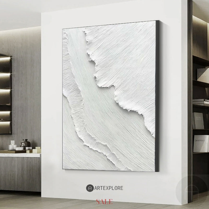 Peinture abstraite blanche 3D #ABAV361