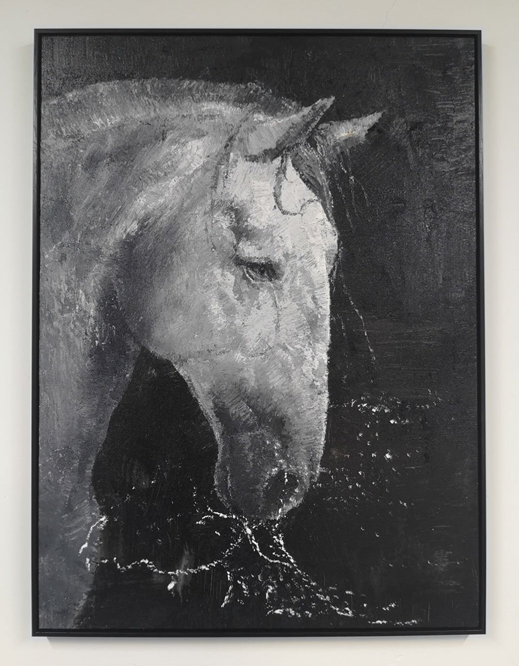 Black White Horse Abstract Painting #ANH05