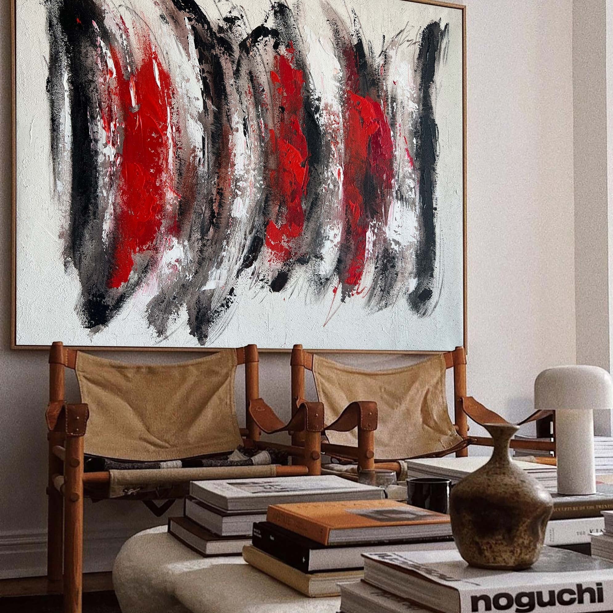 Black And Red Abstract Painting #ABAH58