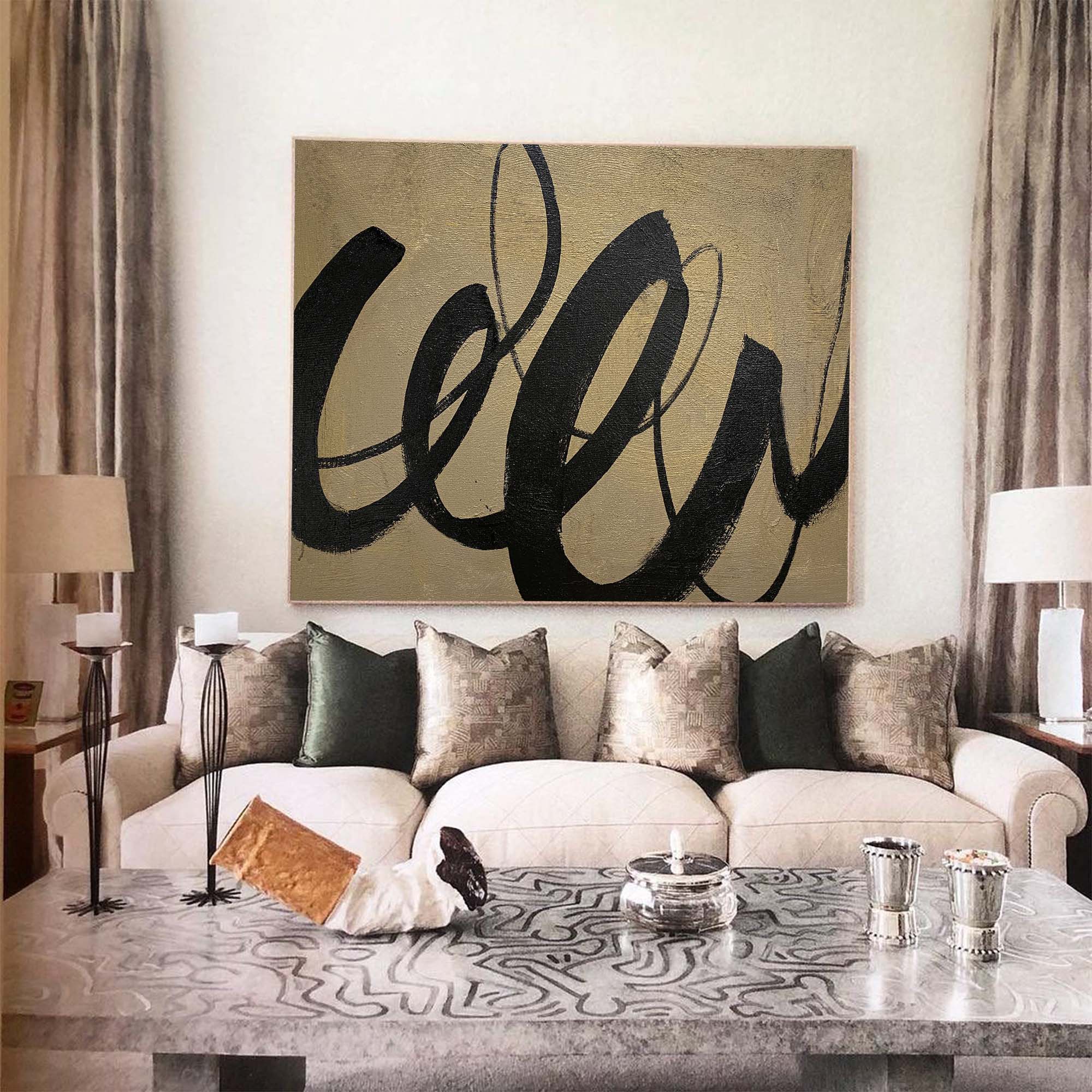 Black And Brown Abstract Painting #ABAH89