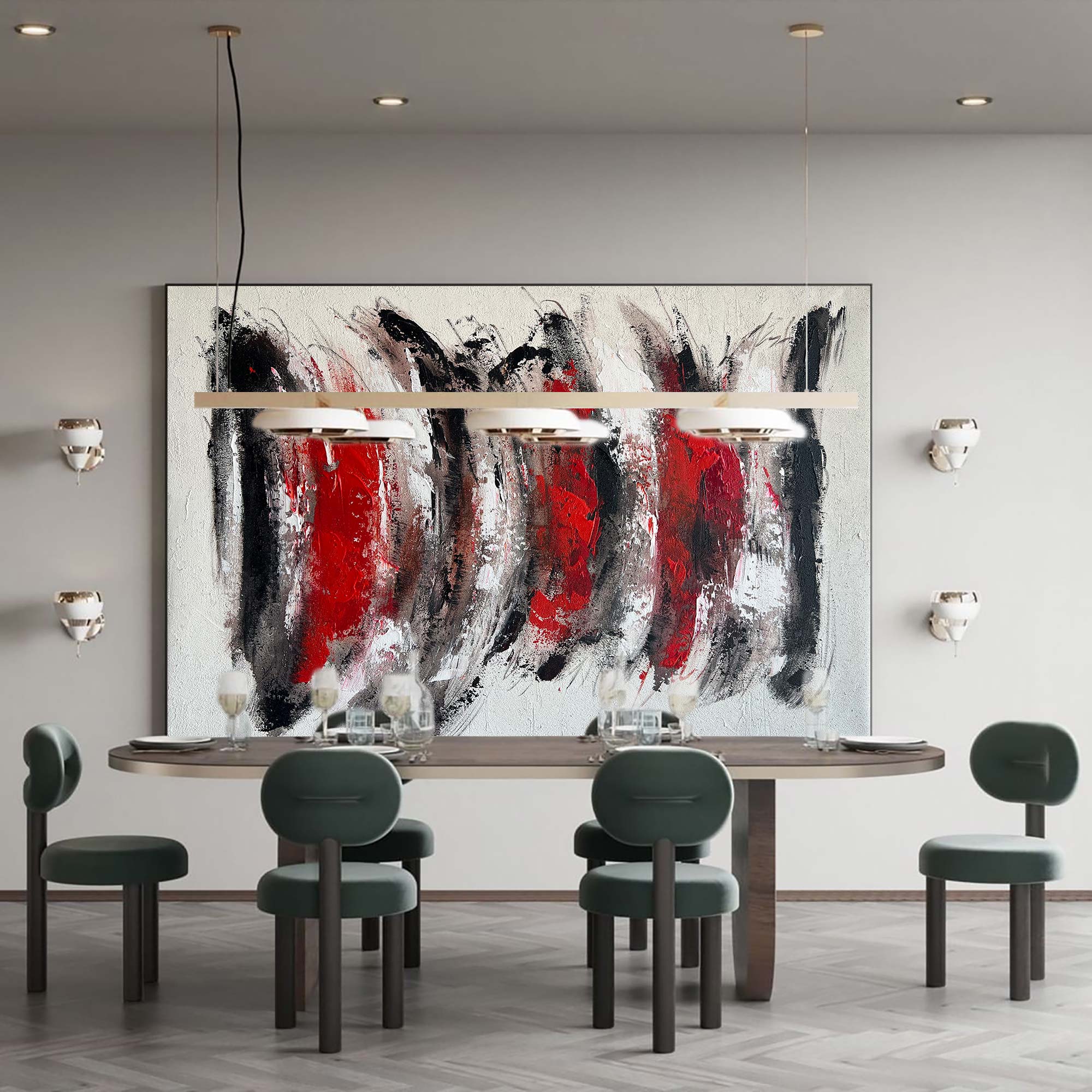 Black And Red Abstract Painting #ABAH58