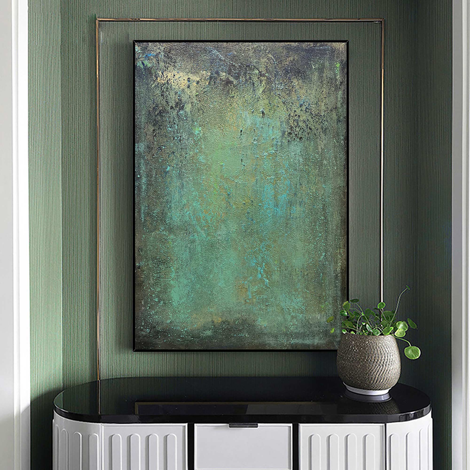 Textured Green Abstract Painting #IS73