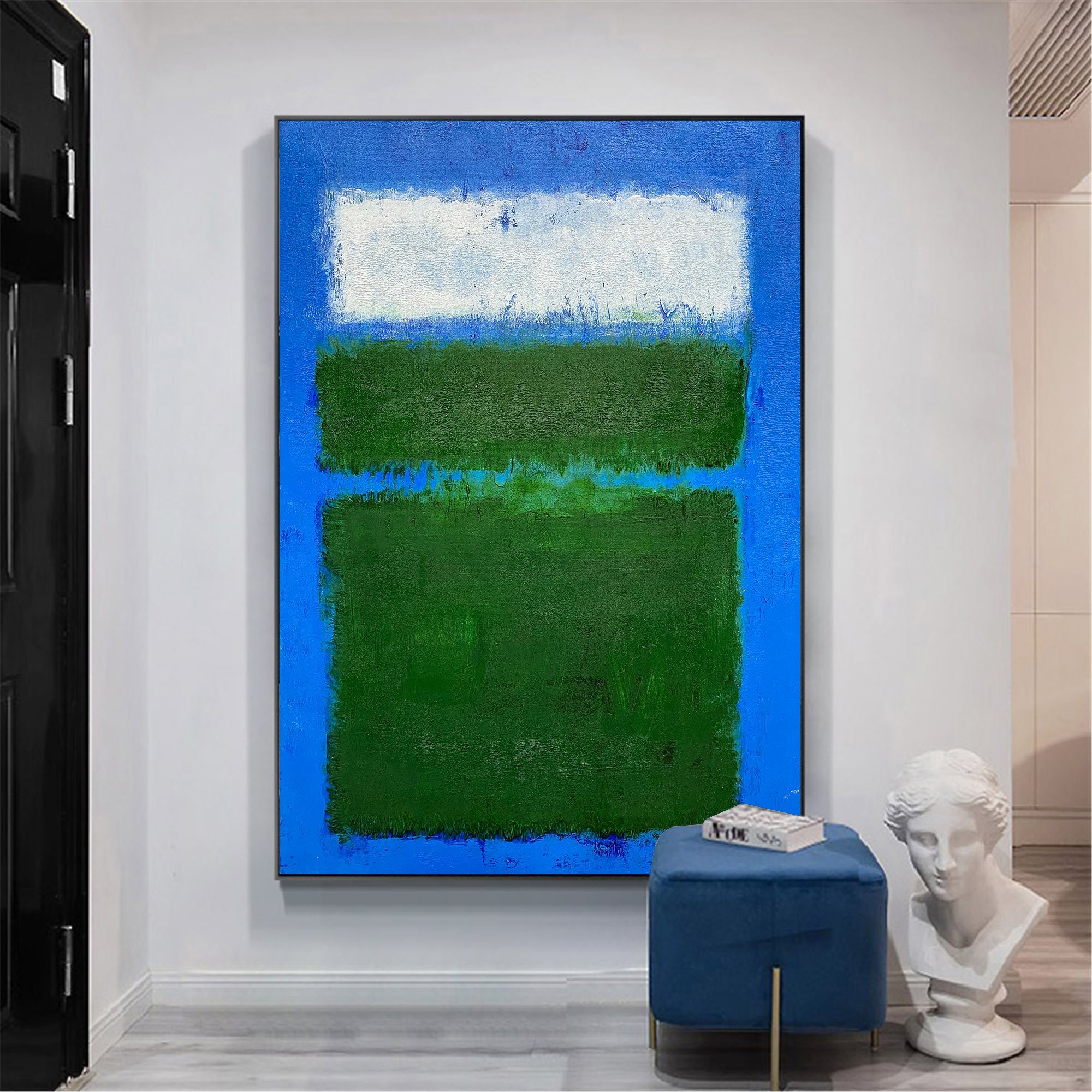 Peinture minimaliste bleue et verte #ABAV124