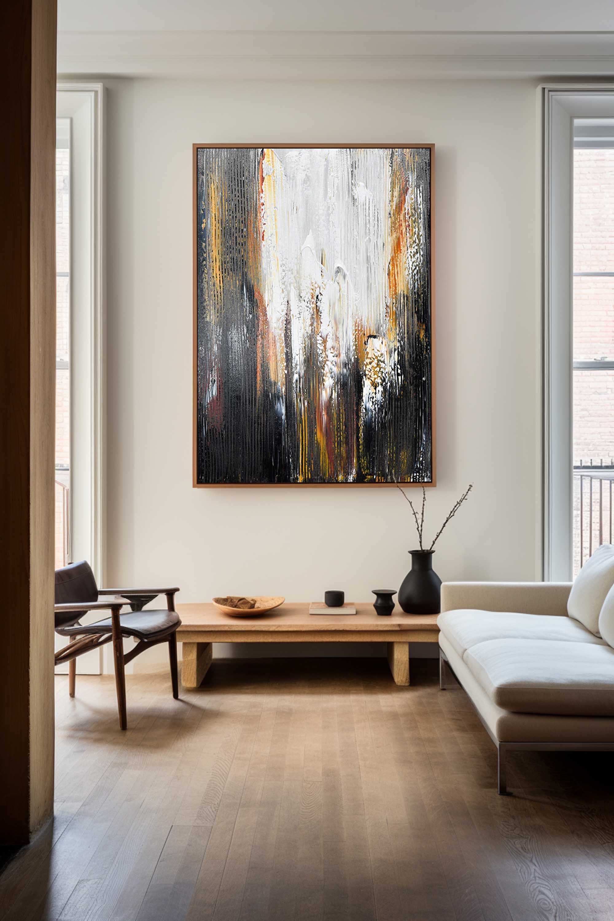 Black And Gold Abstract Painting #ABAV164