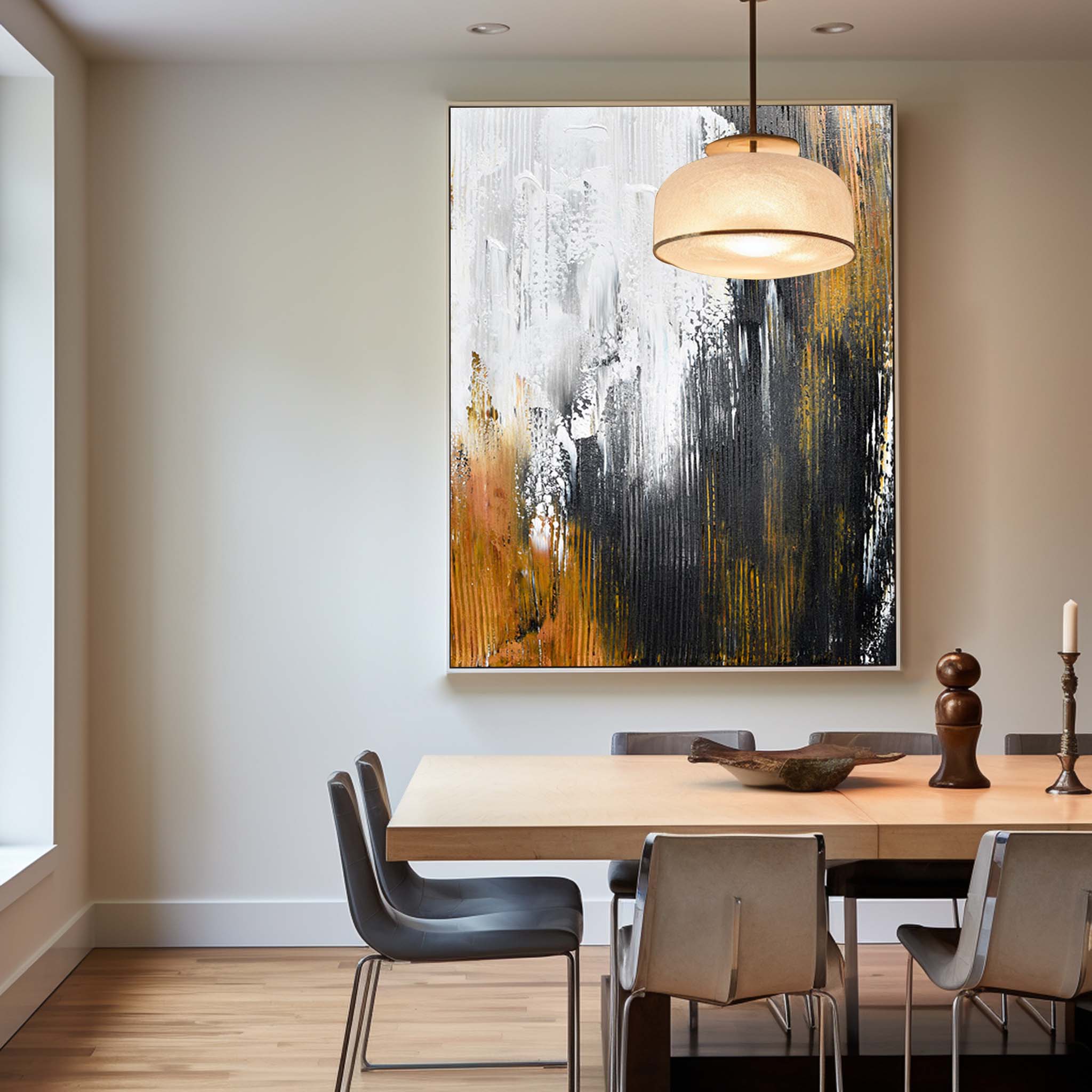 Black And Gold Abstract Painting #ABAV162