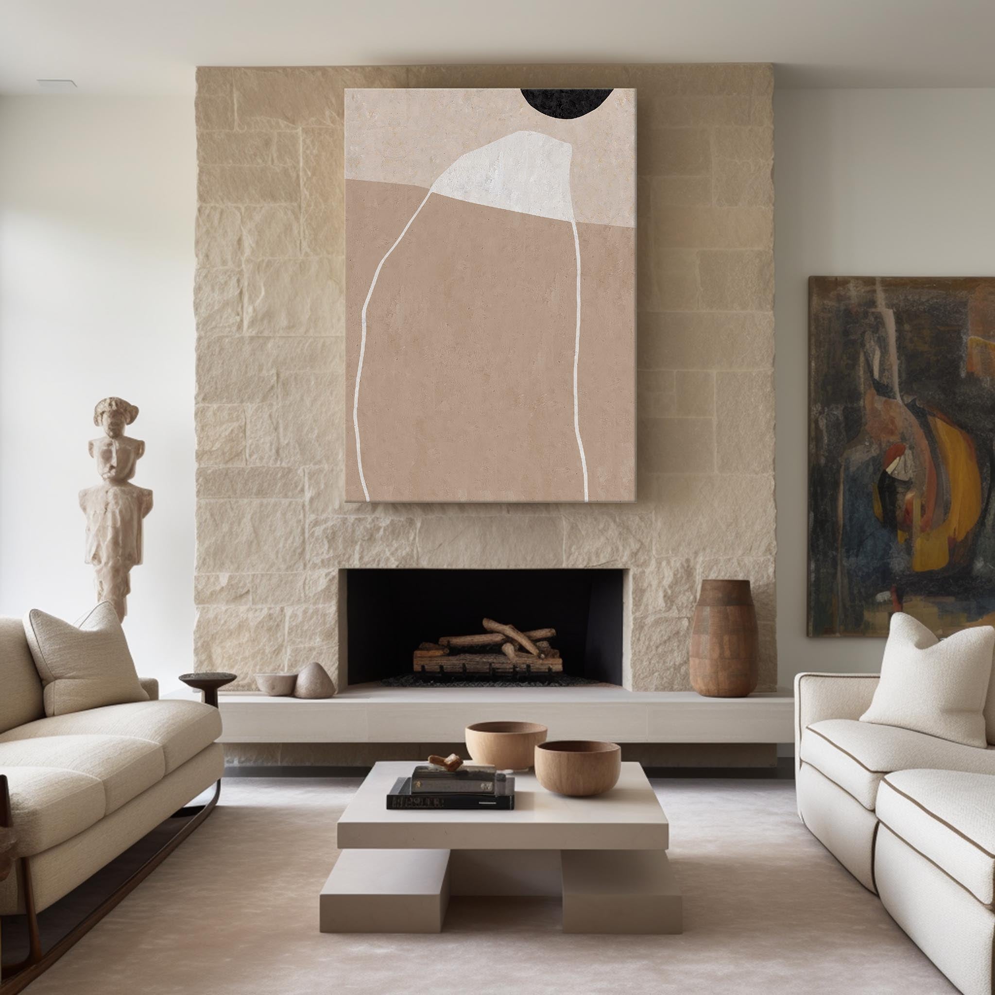 Peinture abstraite minimaliste beige #ABAV199