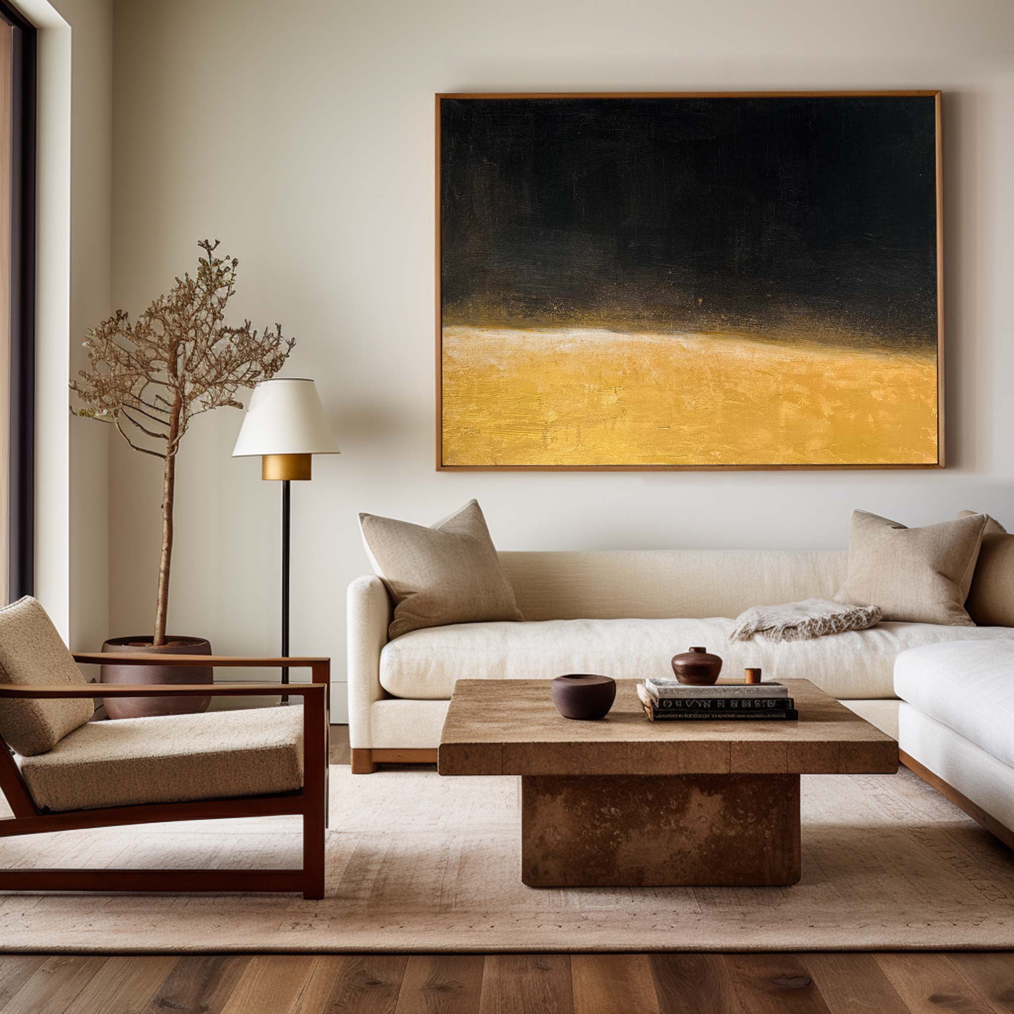 Black Gold Abstract Painting #ABAH86