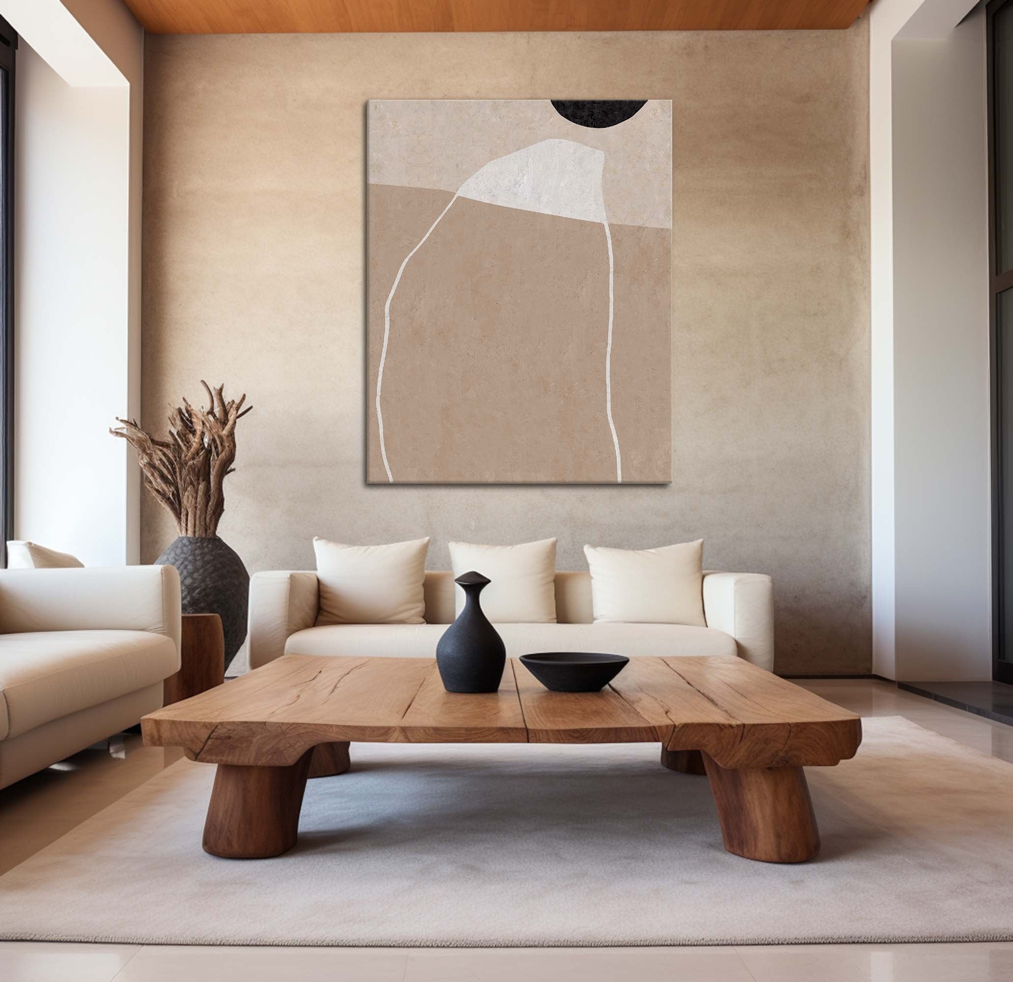 Peinture abstraite minimaliste beige #ABAV199
