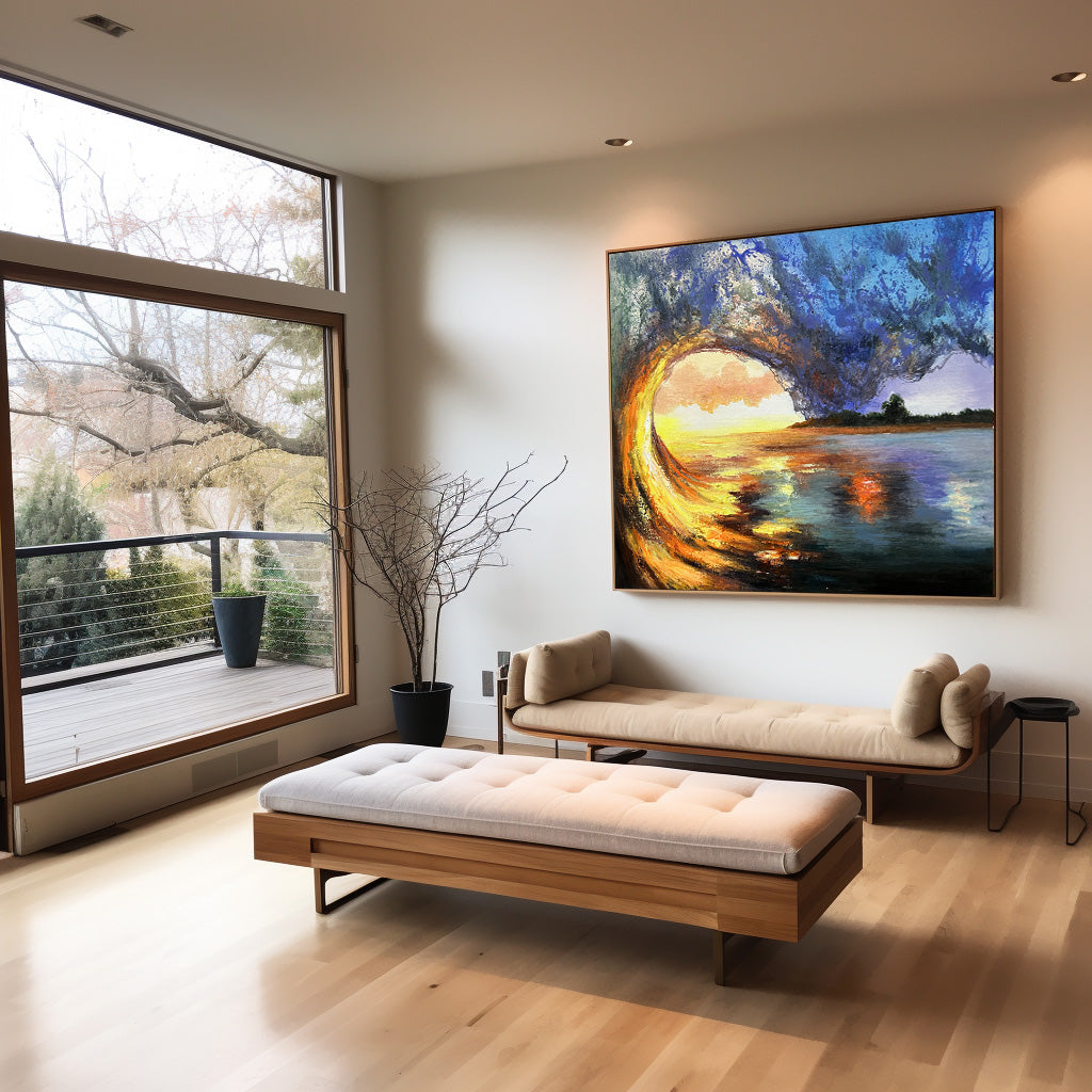 Sunset And Ocean Landscape Painting #ABSH42