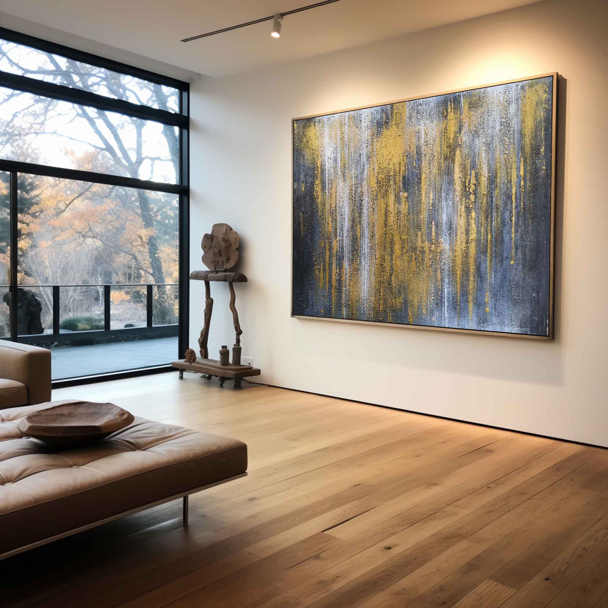 Graue und goldene abstrakte Kunst #ABAH31
