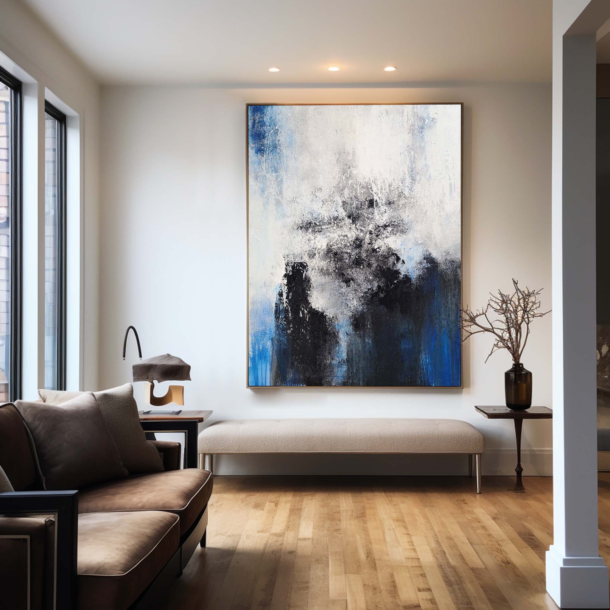 Blue And Black Abstract Painting #ABAV96