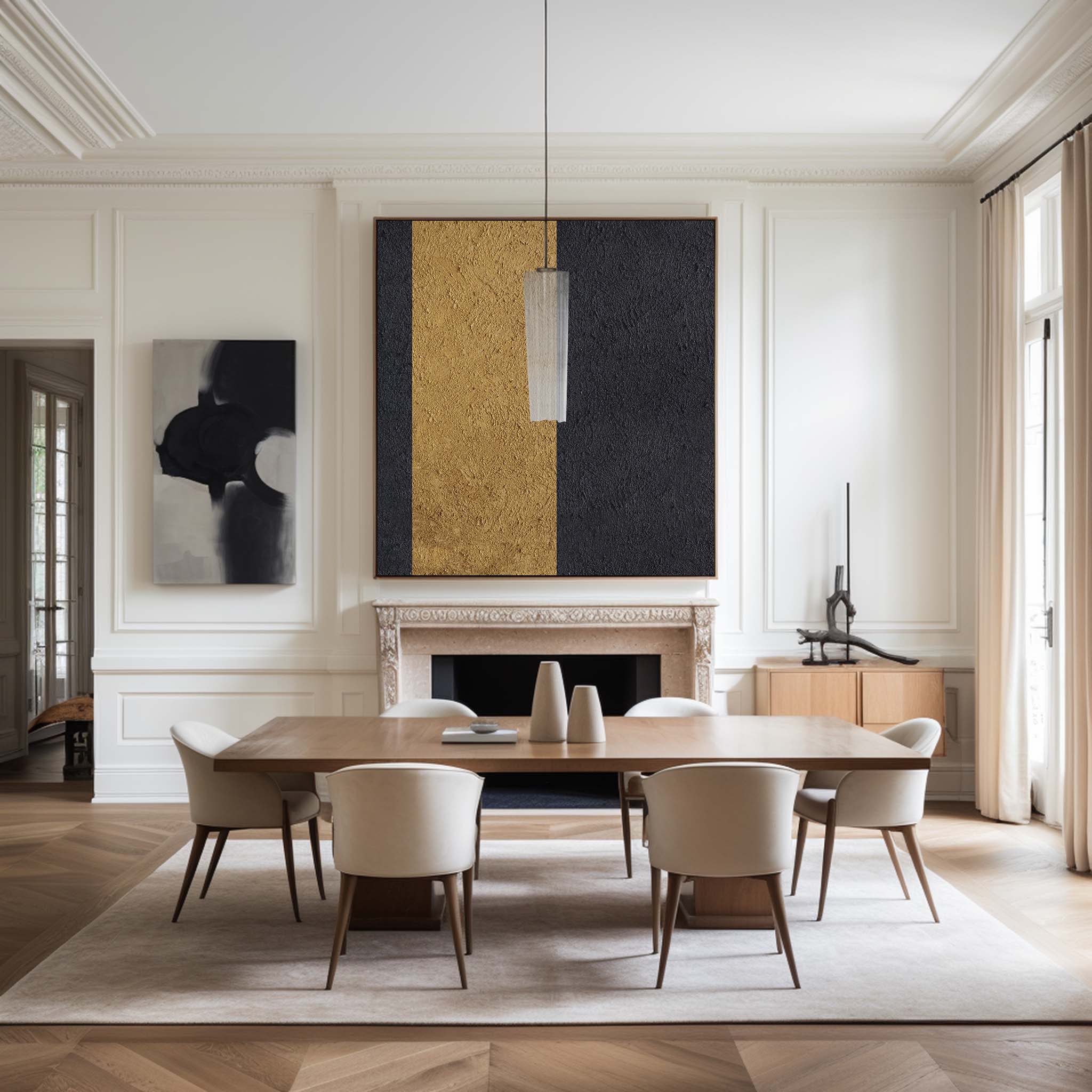 Black Gold Abstract Minimalist Painting #ABAS36