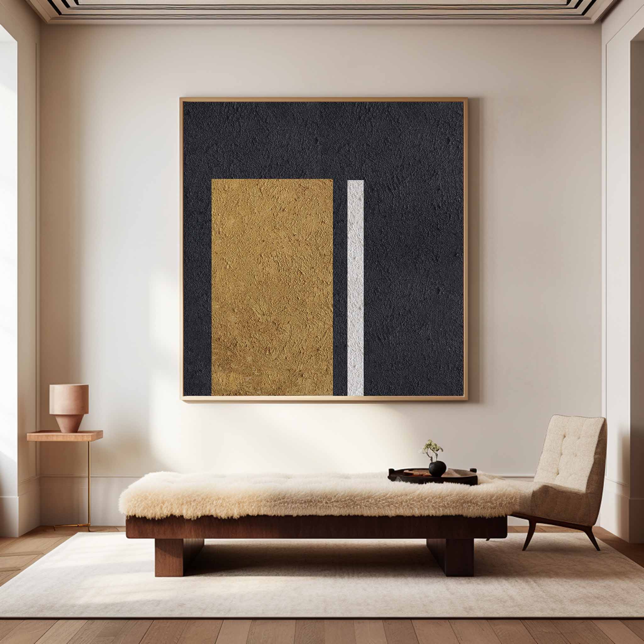 Black White Gold Minimalist Painting #ABAS38