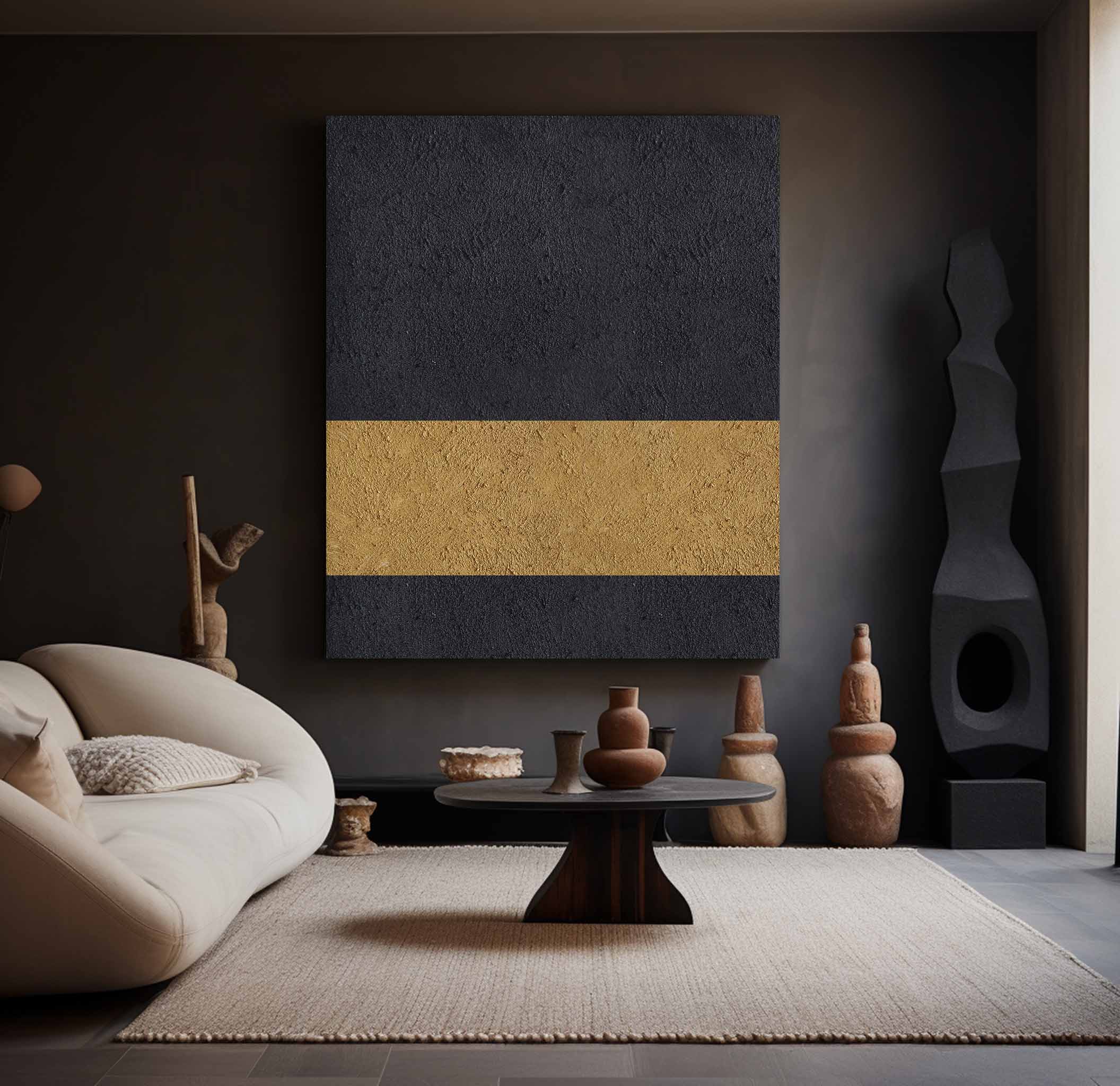 Black Gold Minimalist Painting #ABAV66
