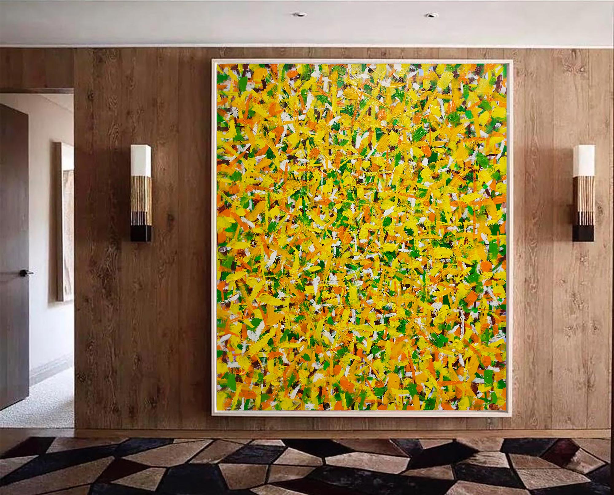 Yellow Square Abstract Art  #IS82