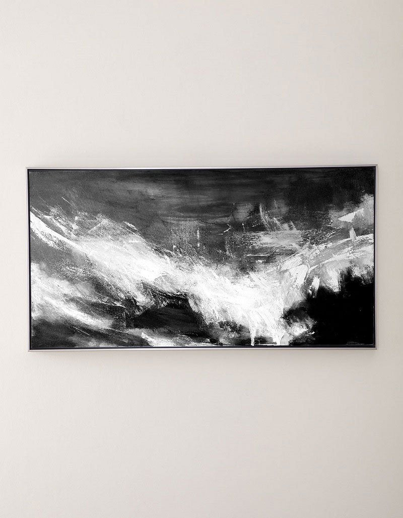 Large Black And White Abstract Painting #ABAP02