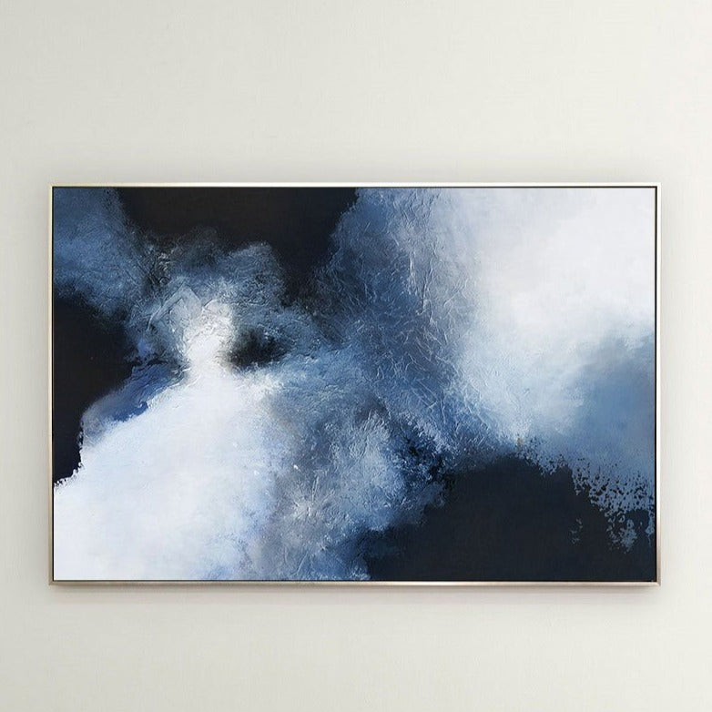 Large BLue Black Abstract Art #ABAH11