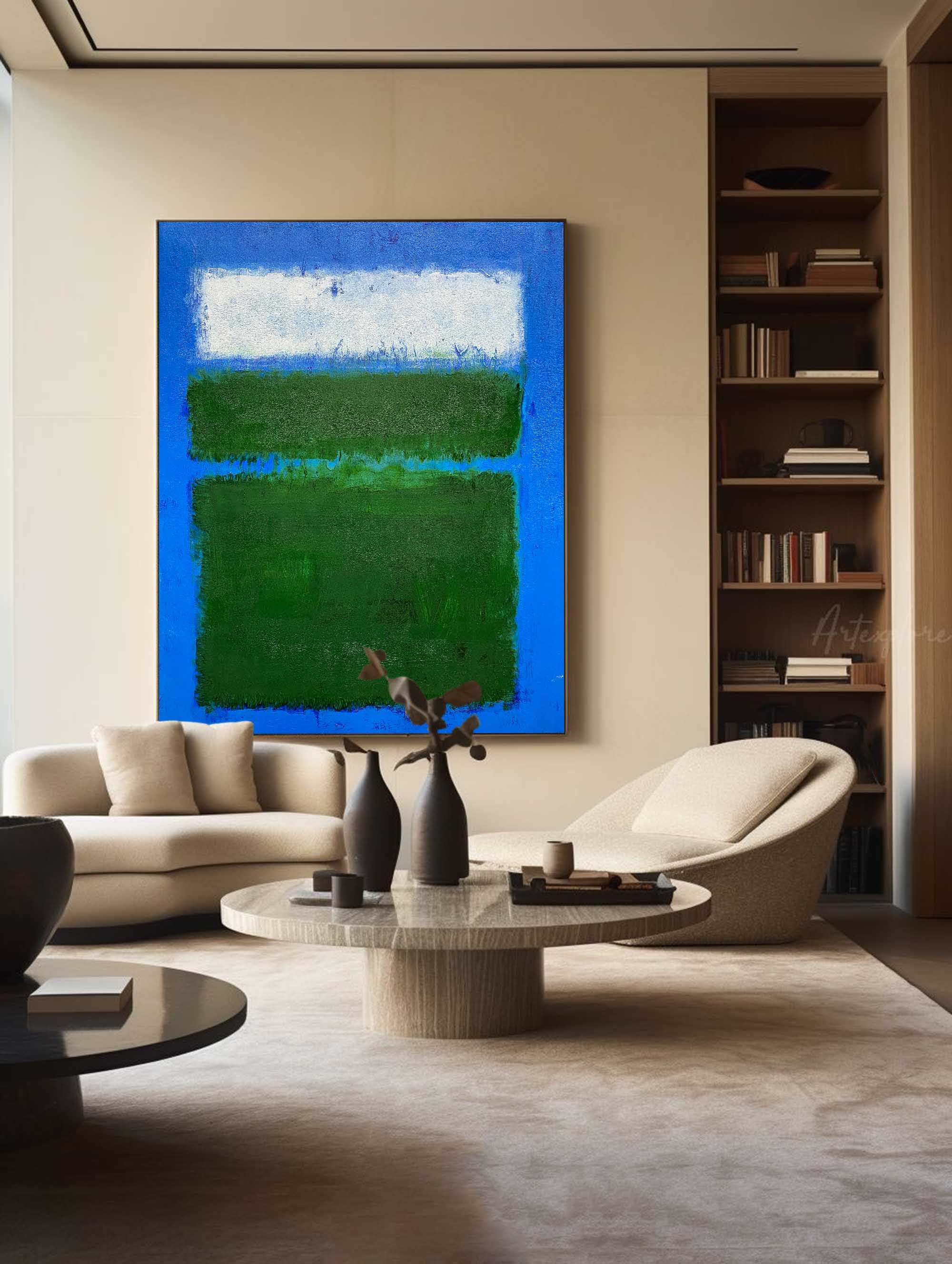 Blue And Green Minimalist Painting #ABAV124