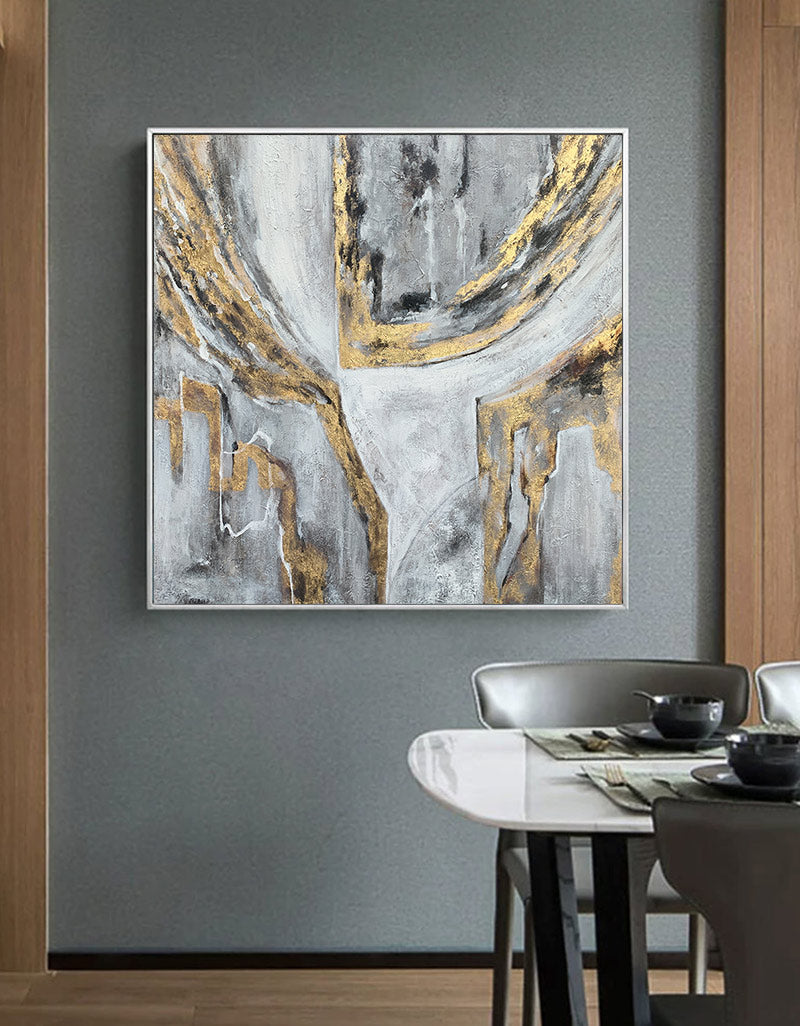 Gray Gold Abstract painting #ABAS19