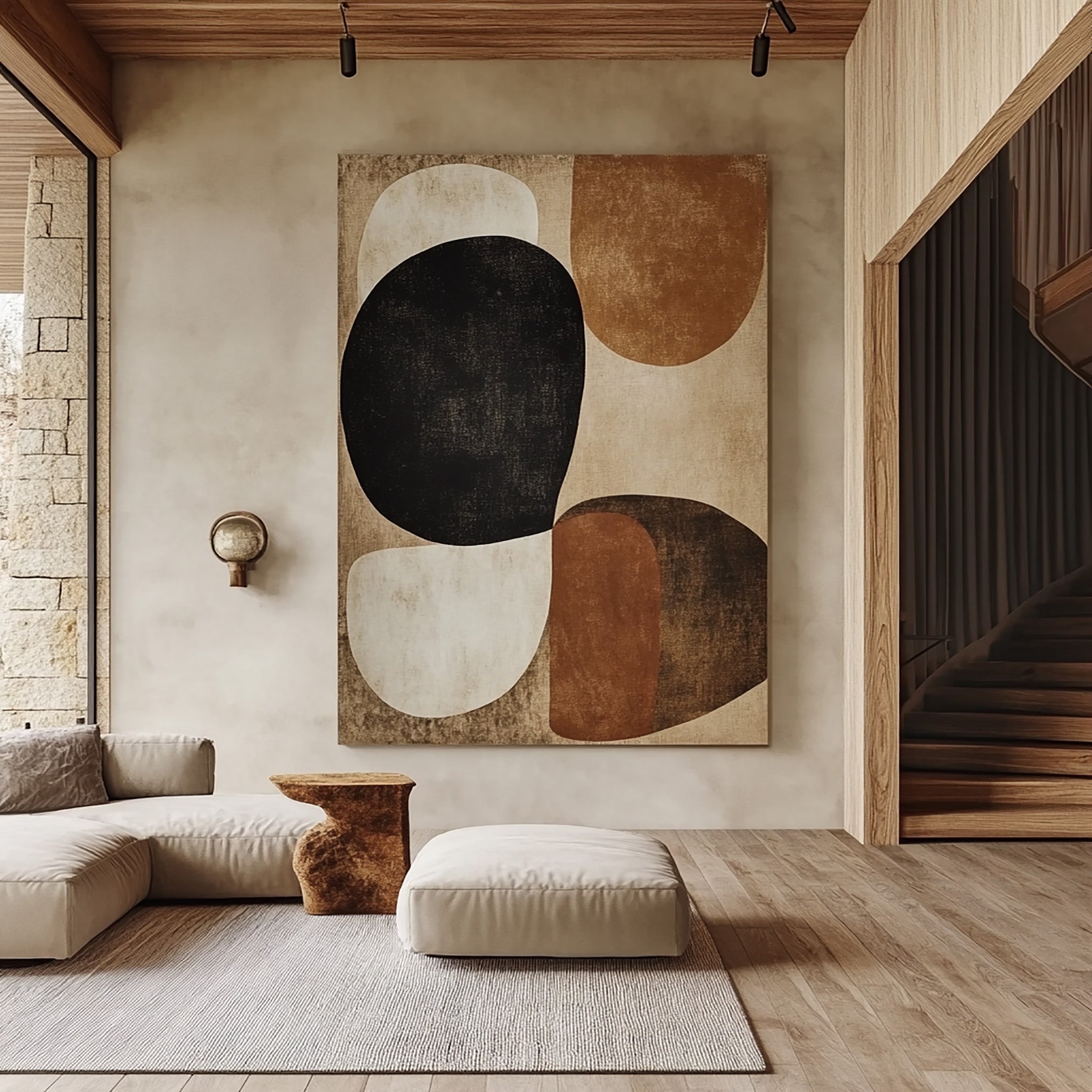 Large Abstract Wall Art with Organic Forms in Neutral Colors #BBA 078