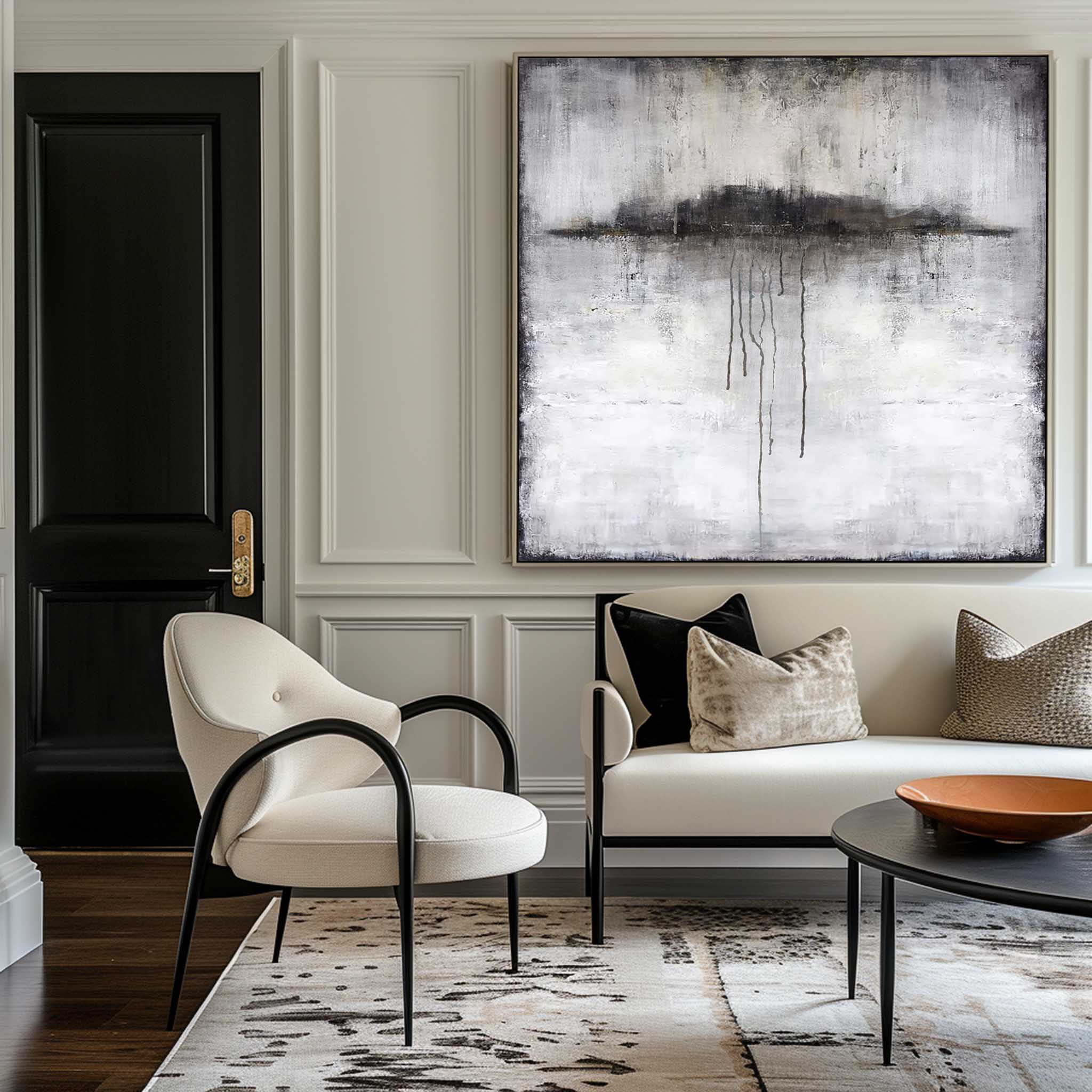 Black And White Abstract Sea Painting #ABSS01