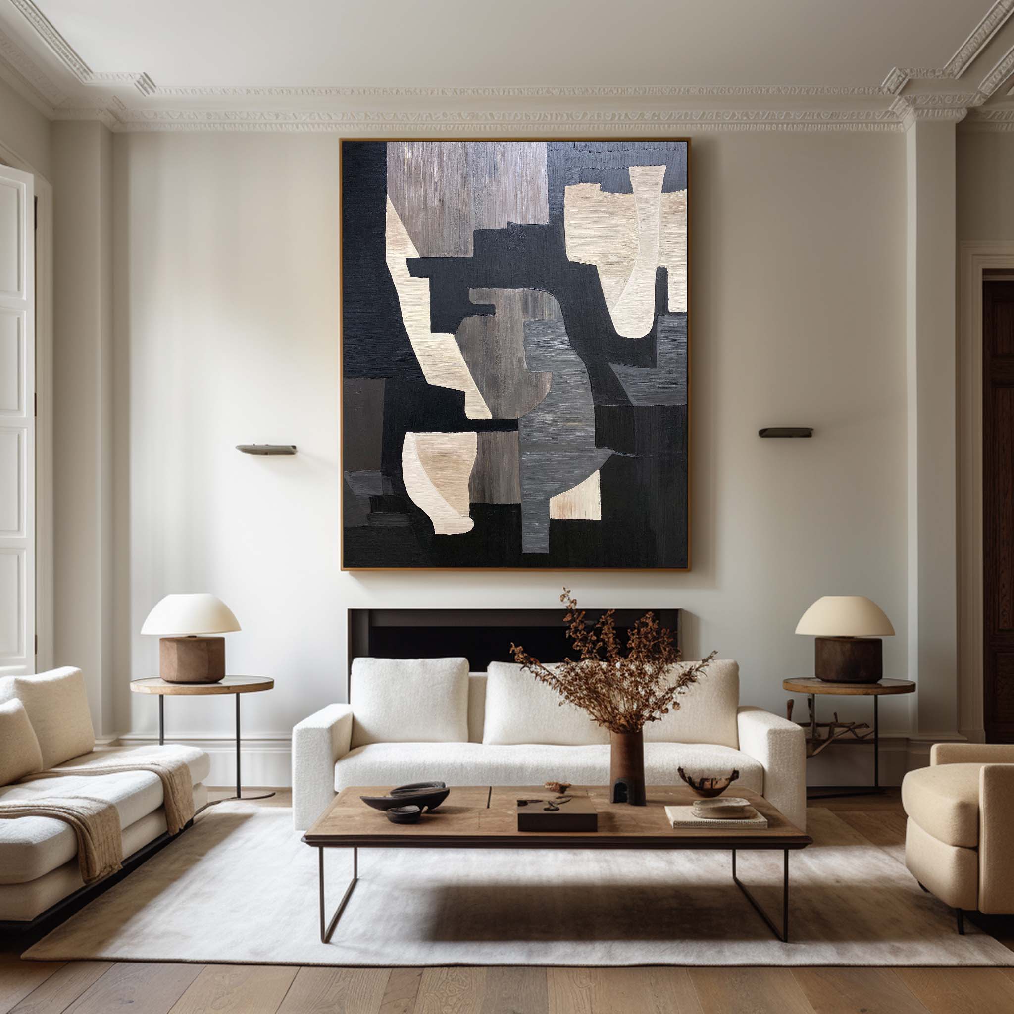 Black And Brown Abstract Painting #ABAV280