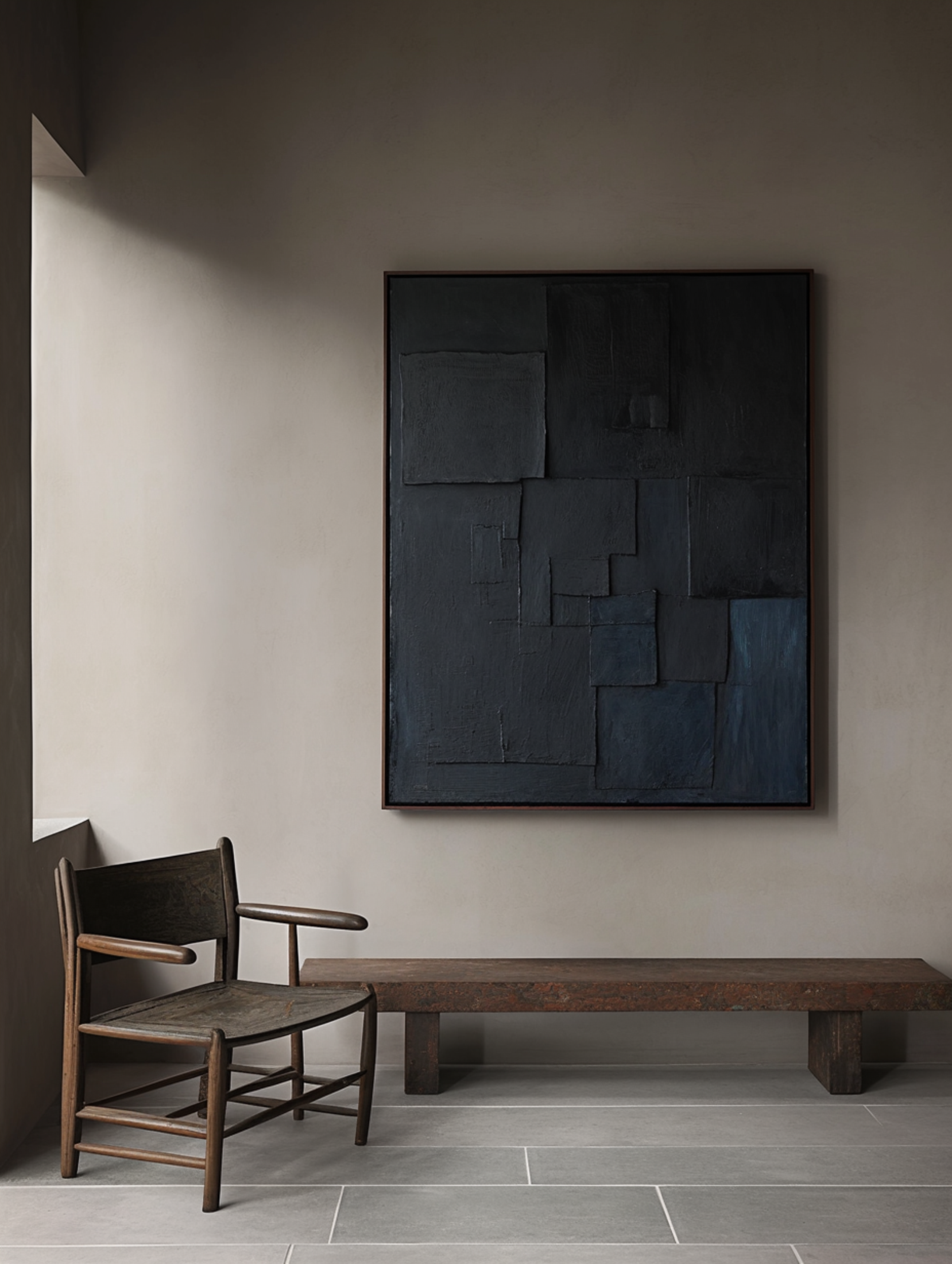Modern Minimalist Black Abstract Art Monochrome Wall Decor #BM 098
