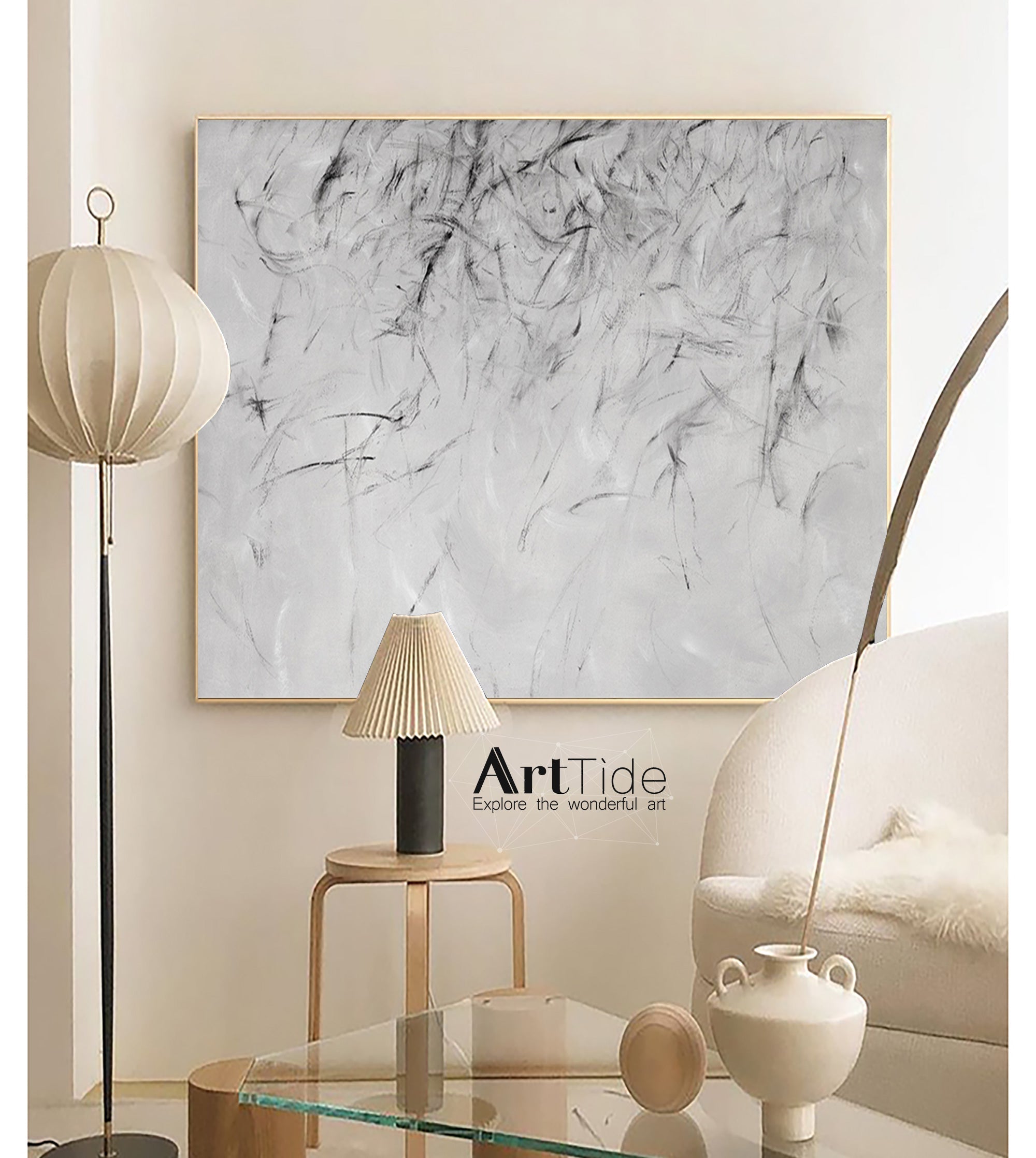 Black And Grey Luxury Abstract Painting #ABAH46