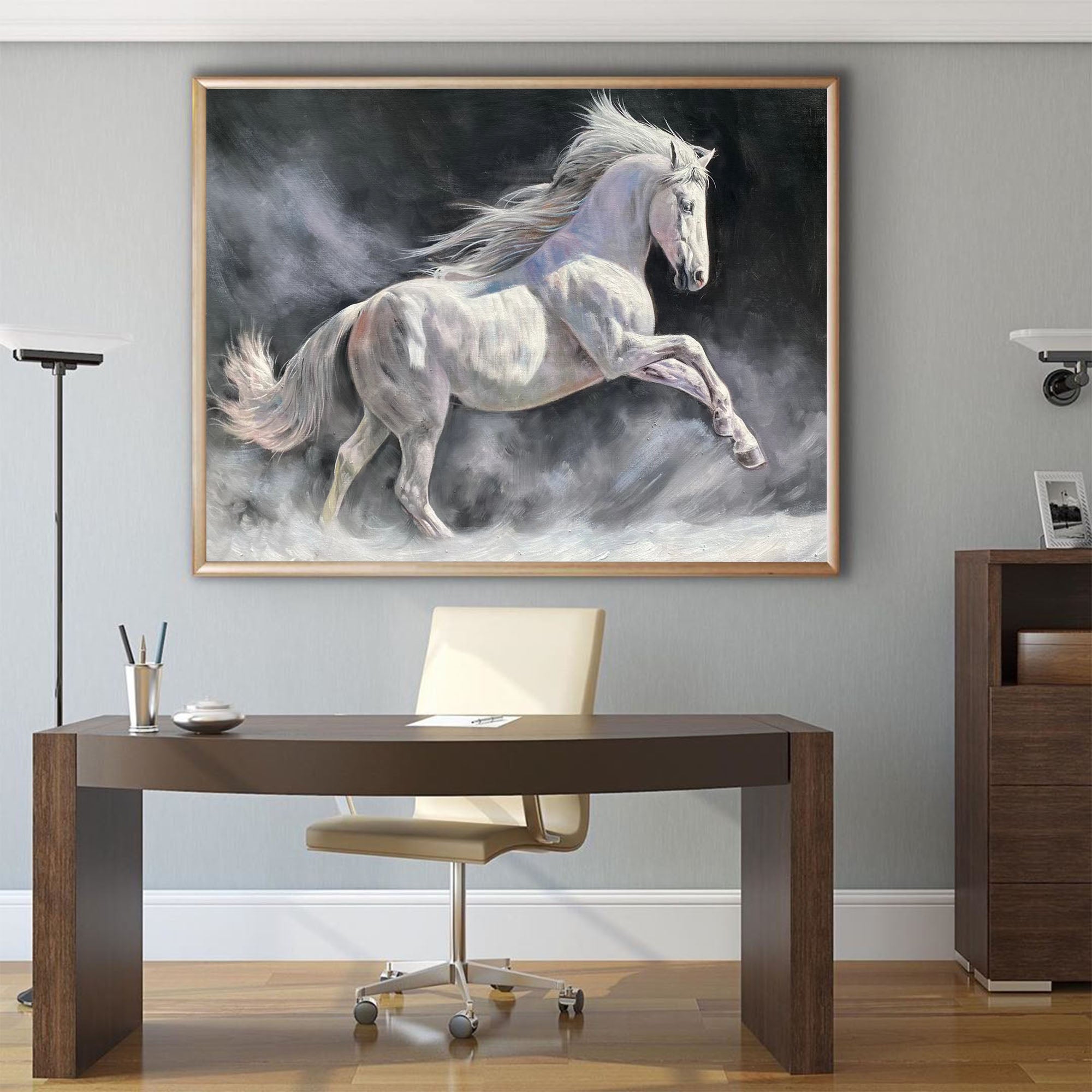 Peinture de cheval blanc courant #ANH42